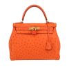 Bolso de mano Hermès  Kelly 28 cm en avestruz naranja - 360 thumbnail