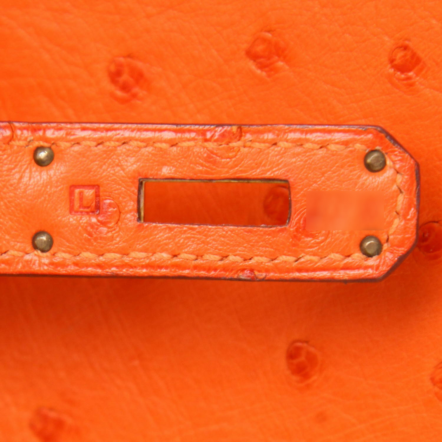 Borsa Hermès  Kelly 28 cm in struzzo arancione - Detail D4