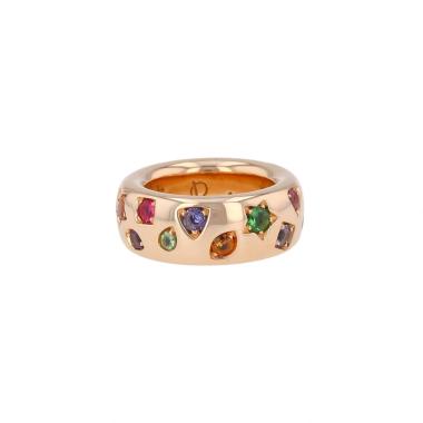 Bague Pomellato Iconica moyen modèle en or rose et pierres semi-précieuses