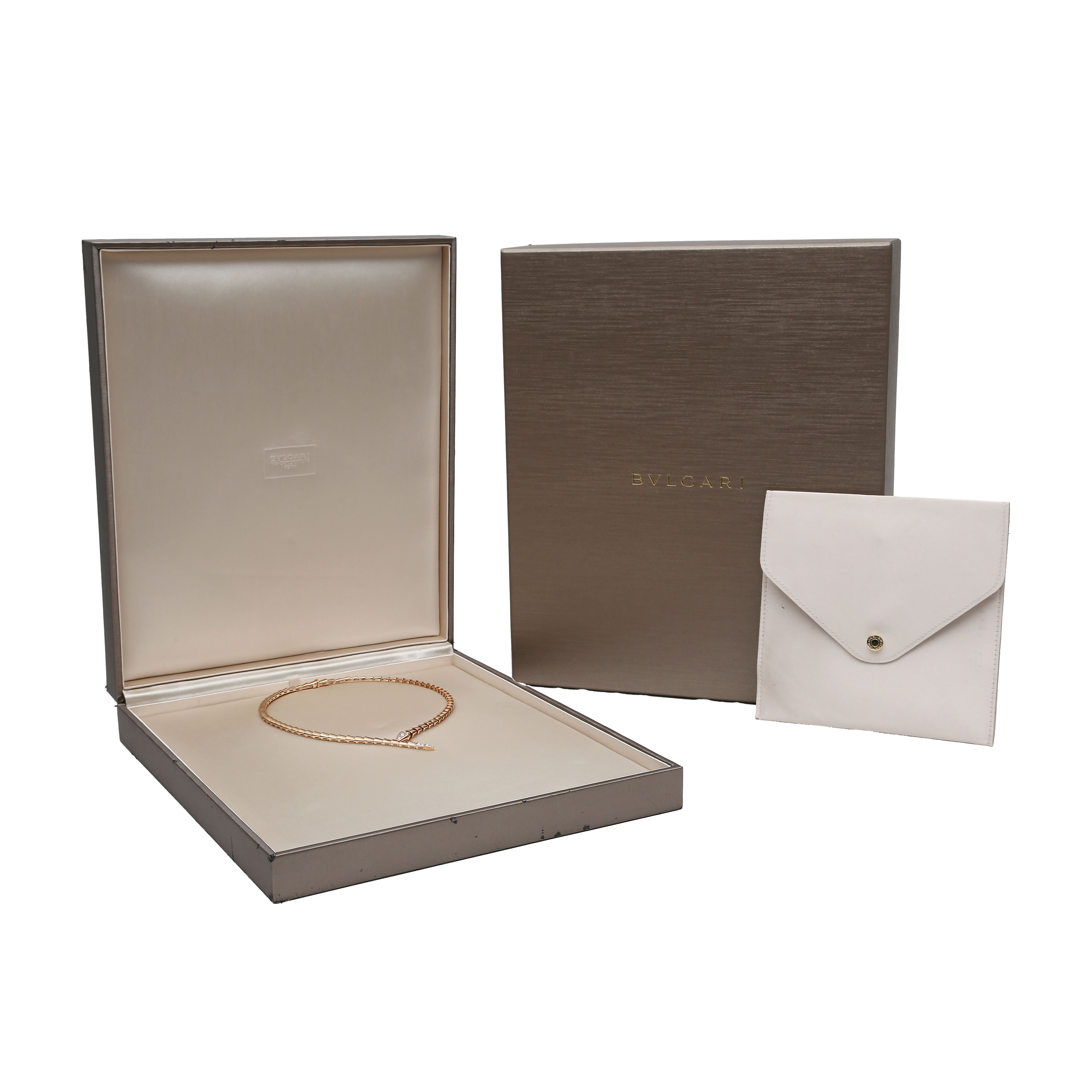 Bulgari Serpenti Viper small model necklace in pink gold and diamonds - Detail D2