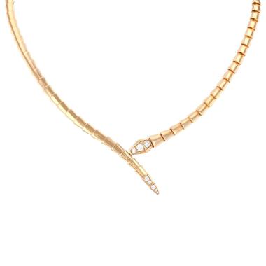 Collana Bulgari Serpenti Viper modello piccolo in oro rosa e diamanti