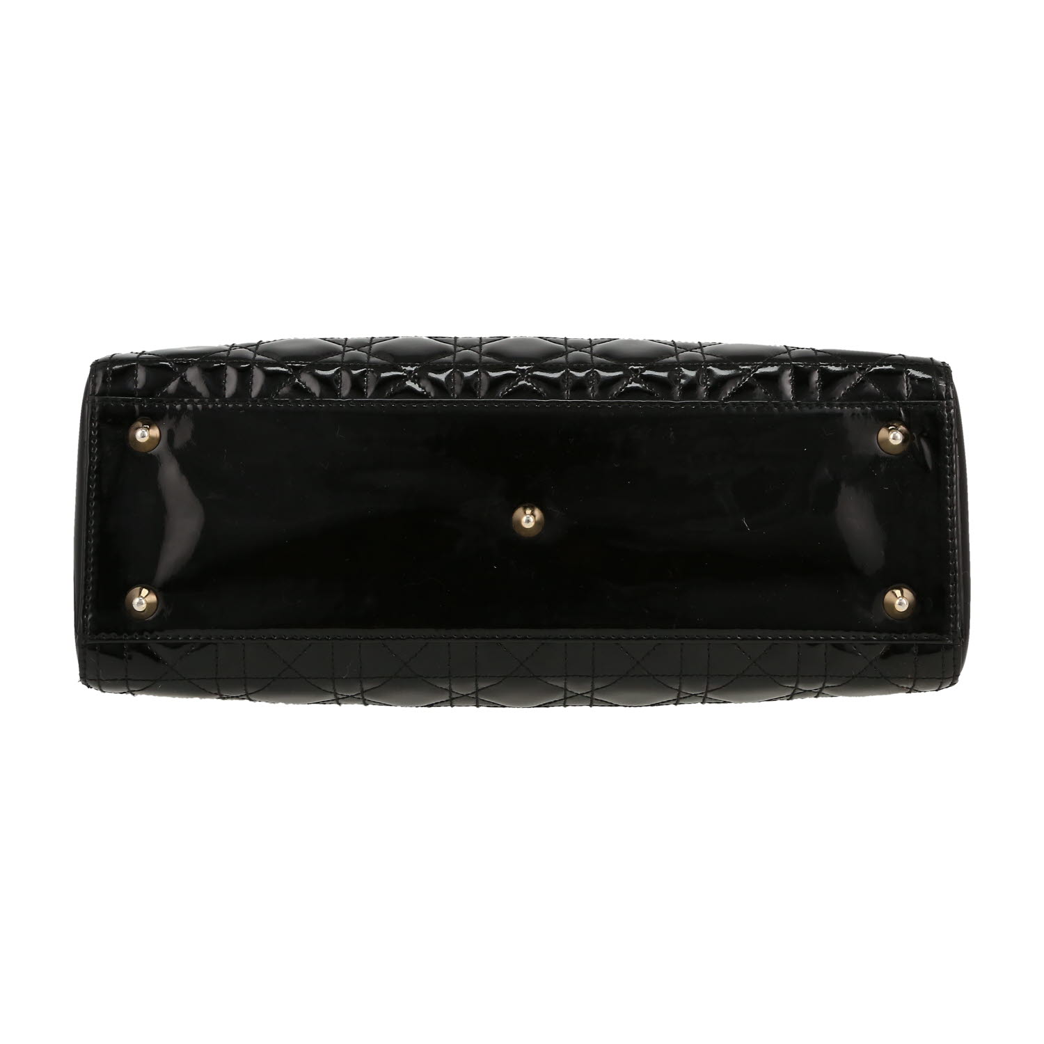 Dior  Lady Dior large model  handbag  in black patent leather - Detail D1