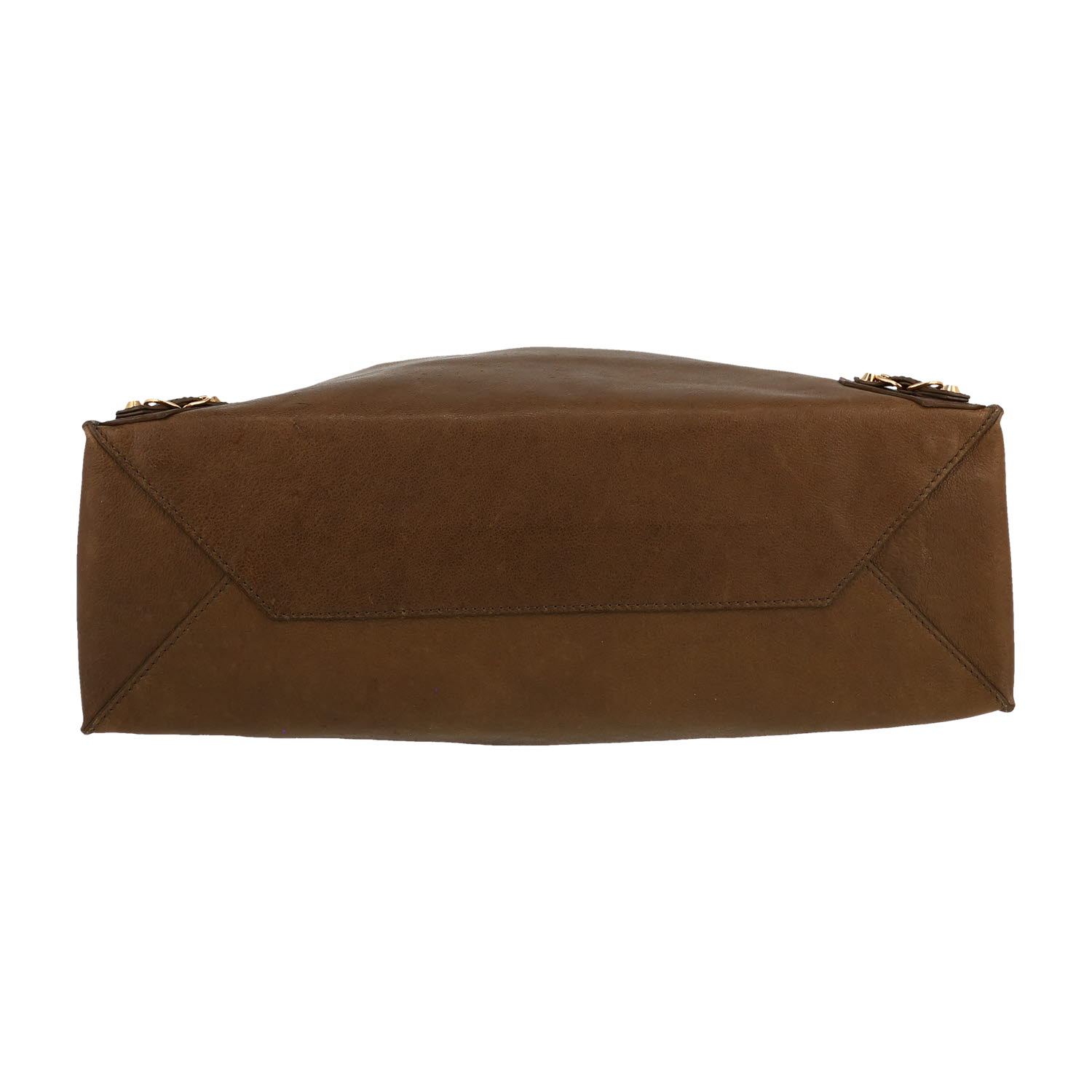 Sac cabas Balenciaga  Papier en cuir vert-kaki - Detail D1