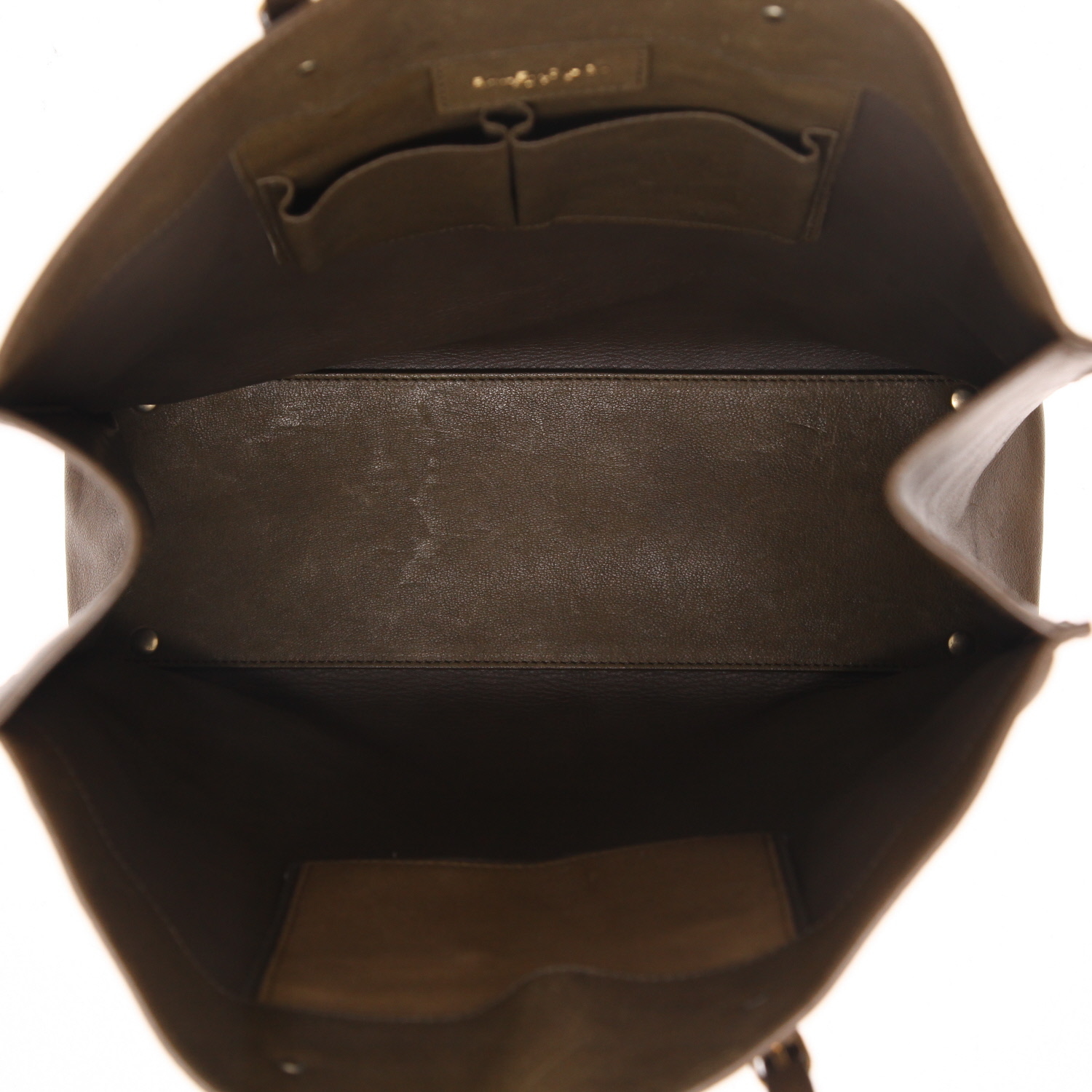 Sac cabas Balenciaga  Papier en cuir vert-kaki - Detail D3