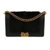 Chanel  Boy shoulder bag  in black leather  and black synthetic furr - 360 thumbnail