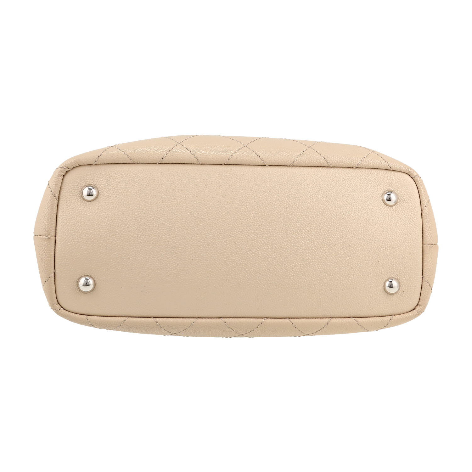 Sac cabas Chanel  Grand Shopping en cuir beige et noir - Detail D1