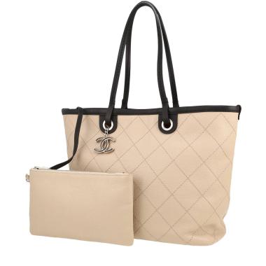 Chanel  Grand Shopping shopping bag  in beige and black leather