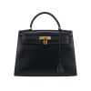 Hermès  Kelly 32 cm handbag  in navy blue box leather - 360 thumbnail