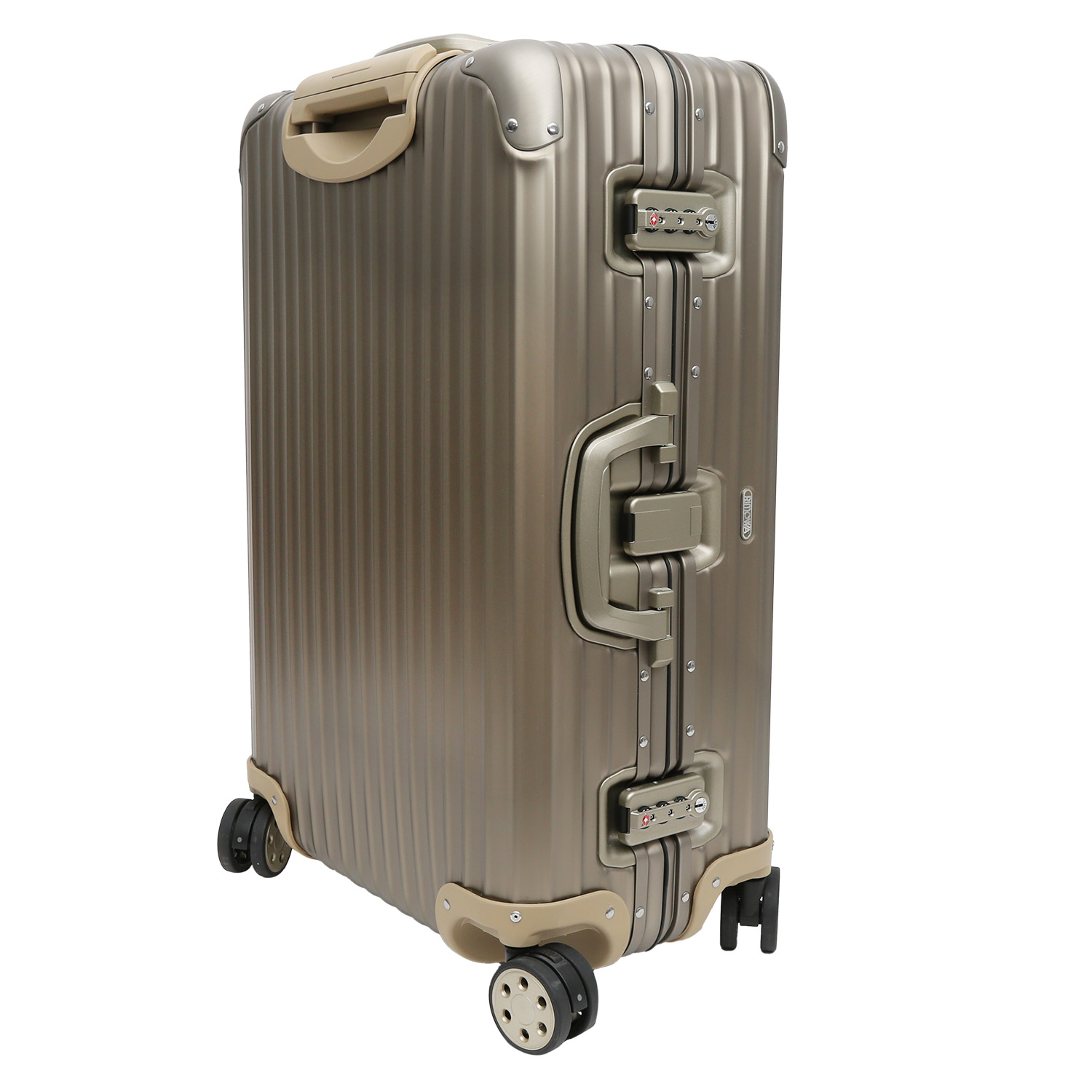 Rimowa rigid suitcase in champagne aluminium - Detail D3