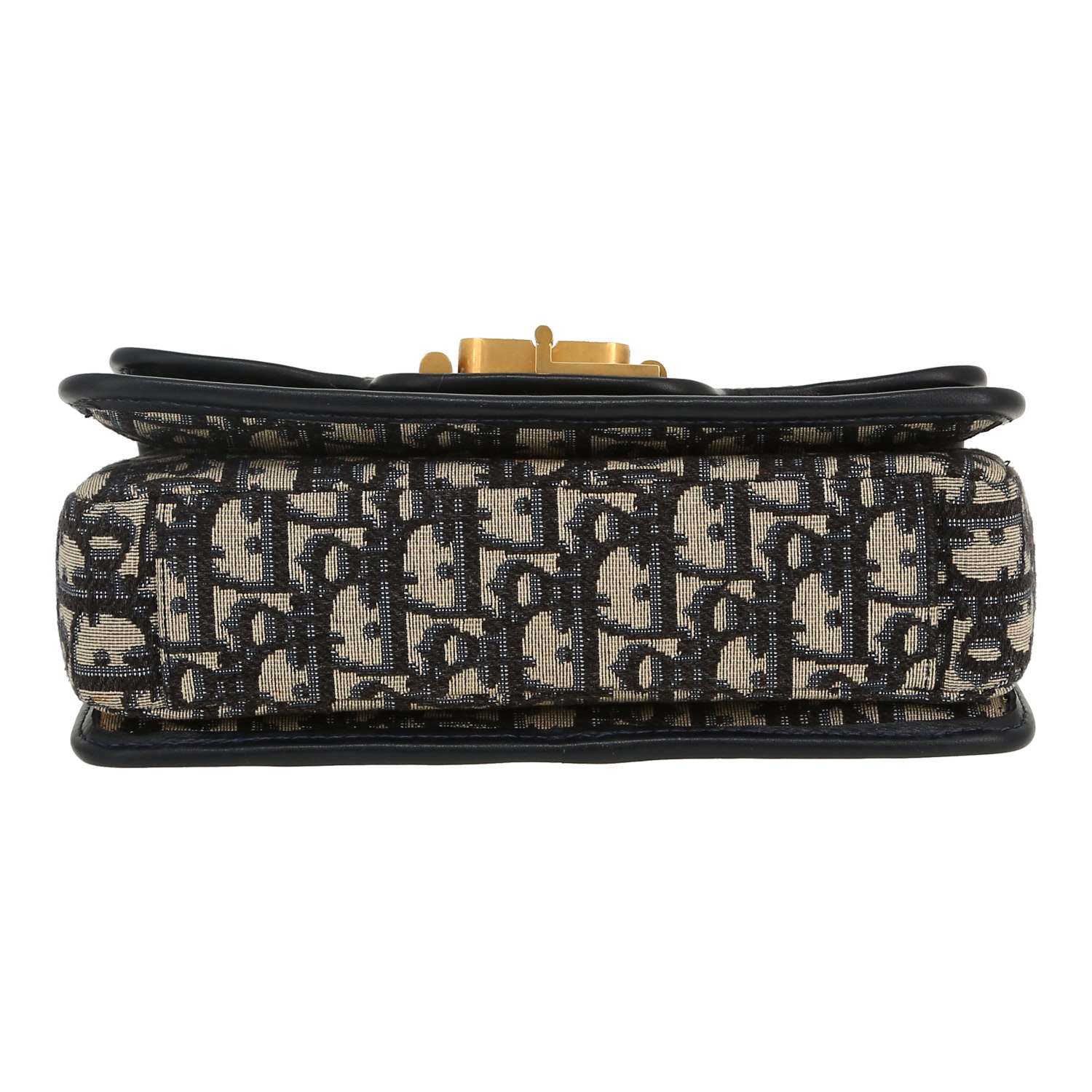 Bolso de mano Dior   en lona Monogram azul y cuero azul - Detail D1