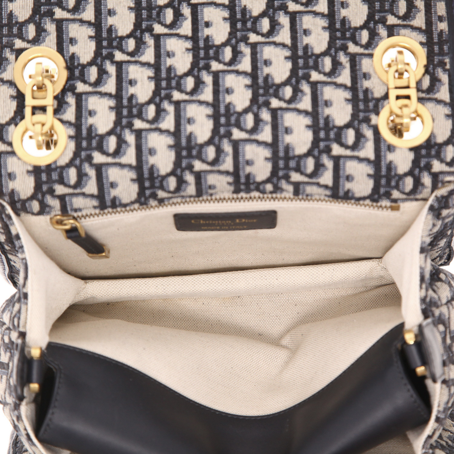 Borsa Dior   in tela monogram blu e pelle blu - Detail D3