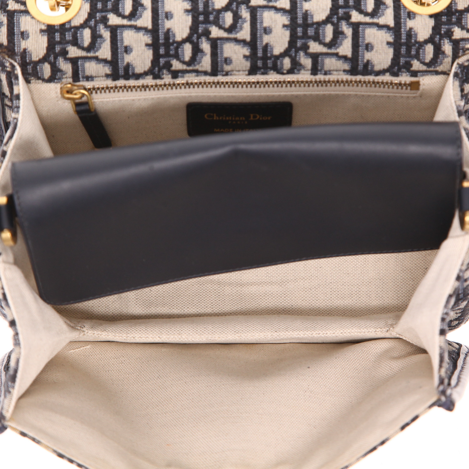 Dior   handbag  in blue monogram canvas  and blue leather - Detail D4