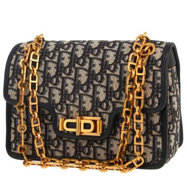 Dior   handbag  in blue monogram canvas  and blue leather