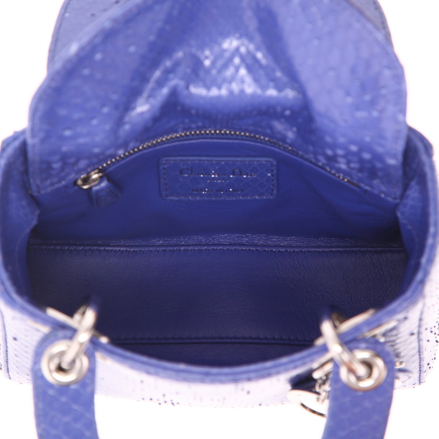 Borsa Dior  Lady Dior modello piccolo  in pitone blu - Detail D3