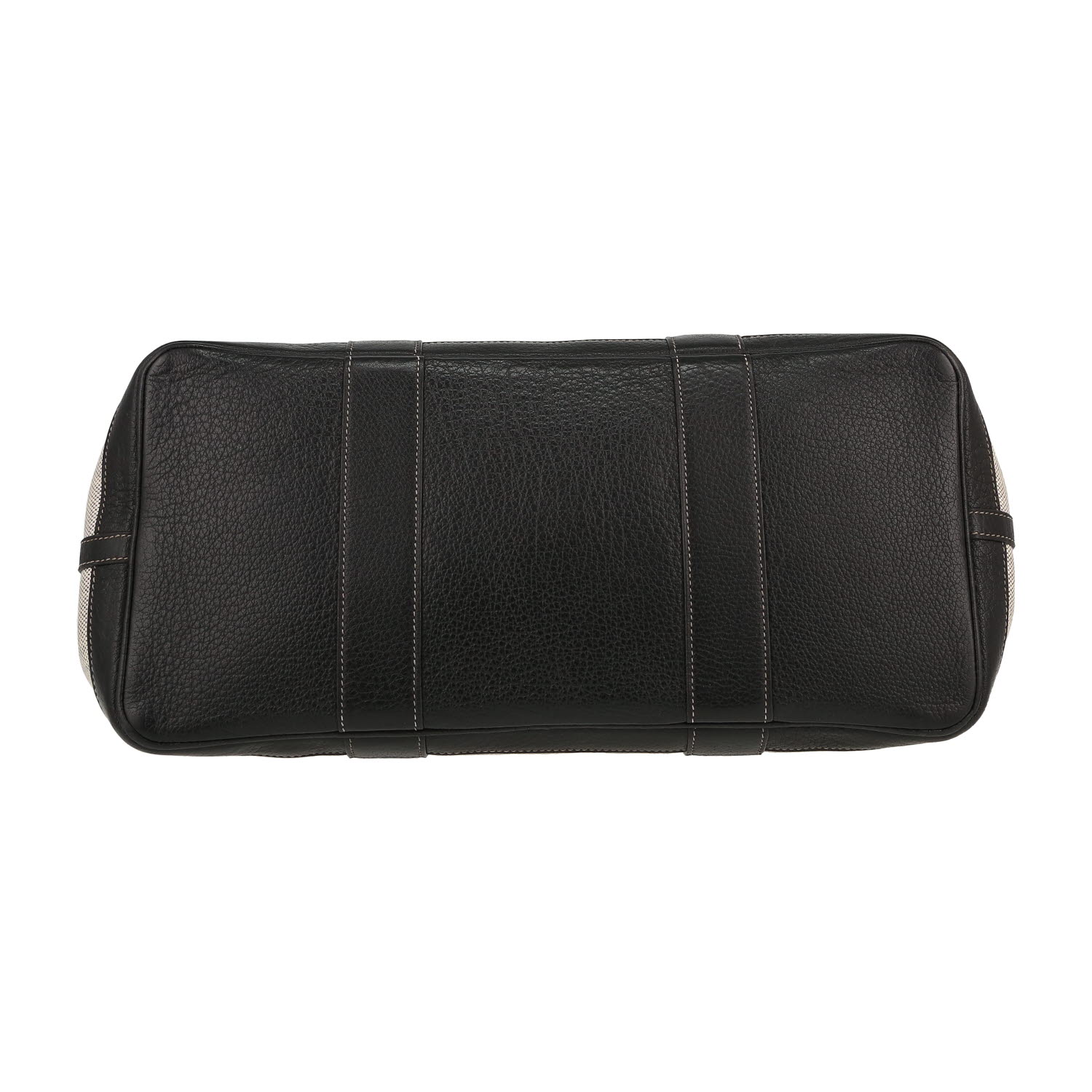 Hermès  Garden shopping bag  in beige canvas  and brown leather - Detail D1