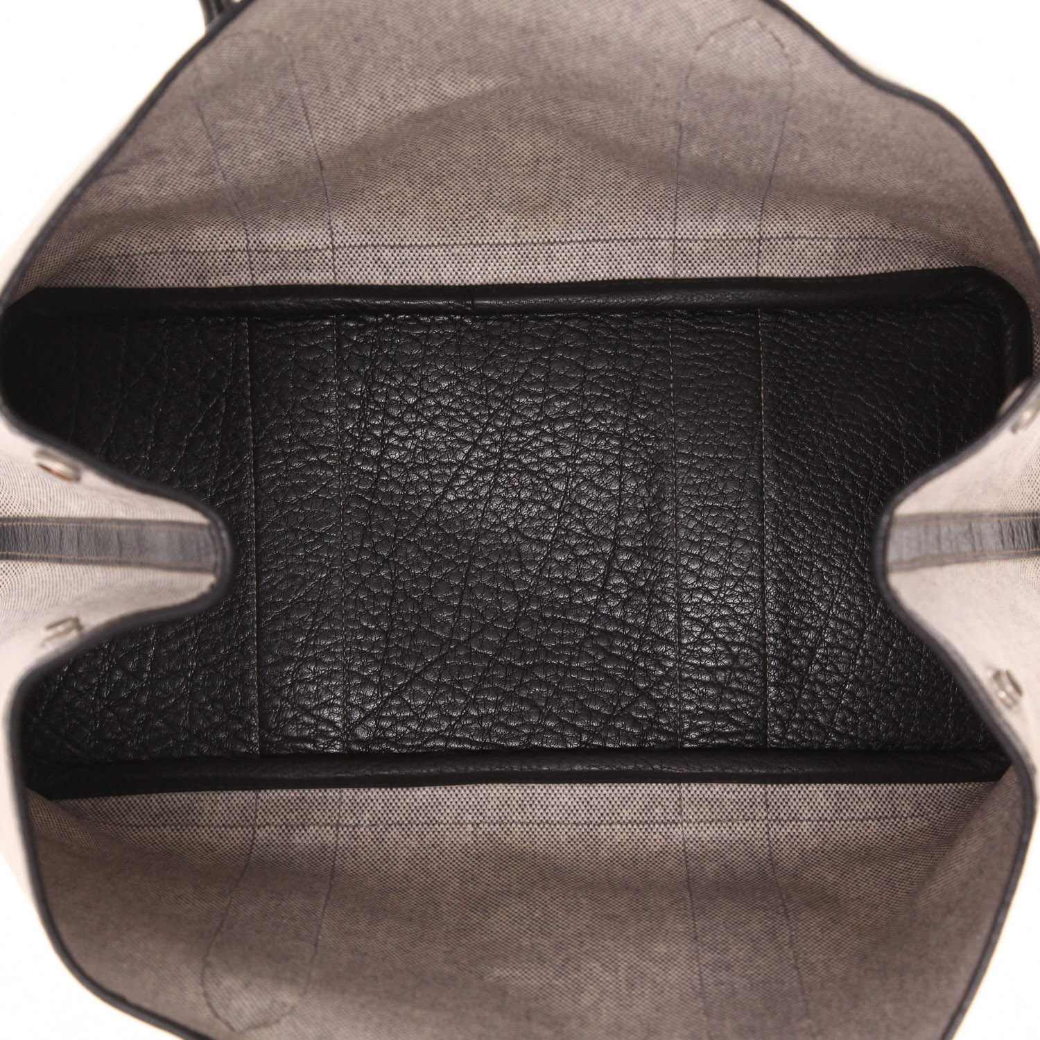 Sac cabas Hermès  Garden en toile beige et cuir marron - Detail D2