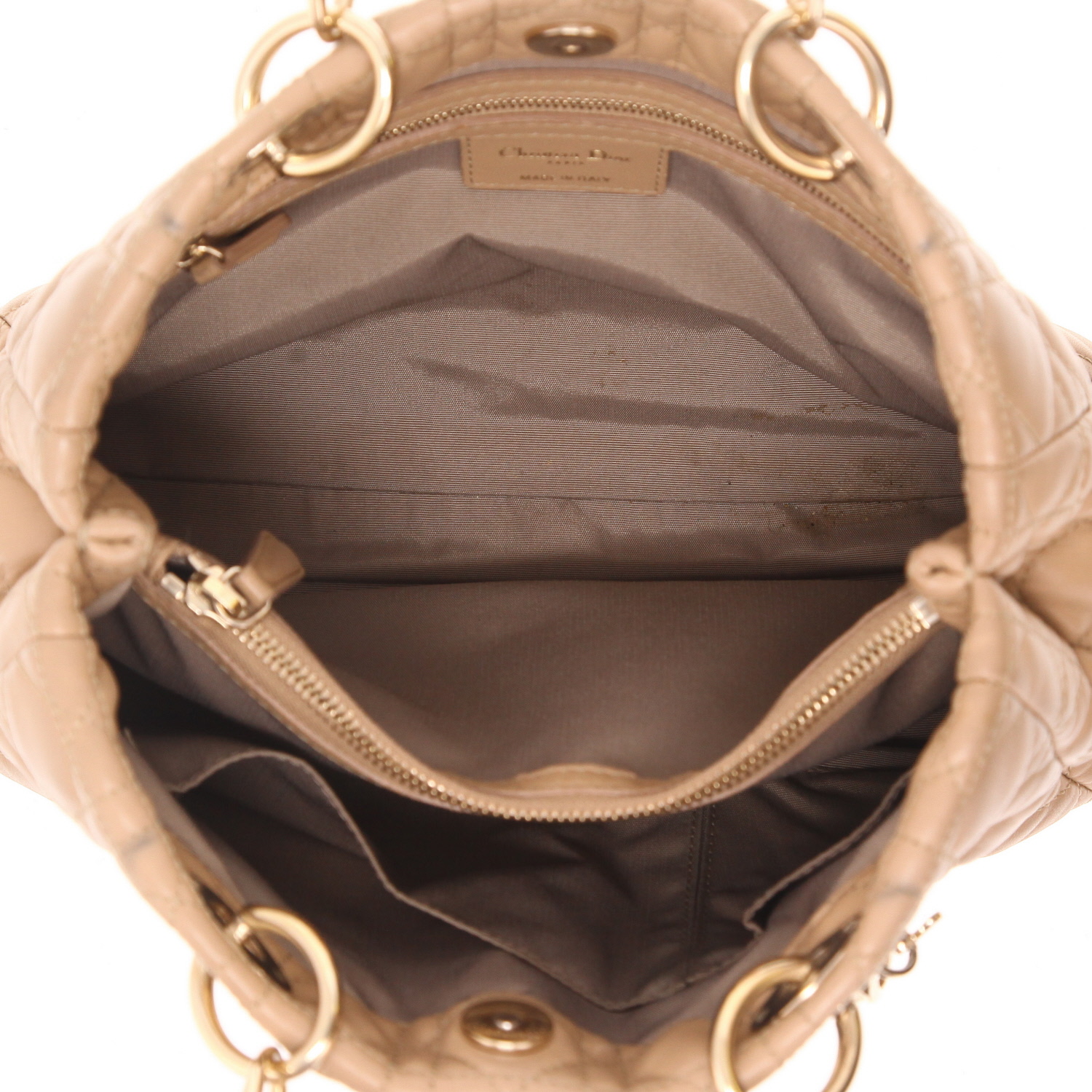 Bolso de mano Dior  Lady Dior en cuero cannage beige - Detail D3
