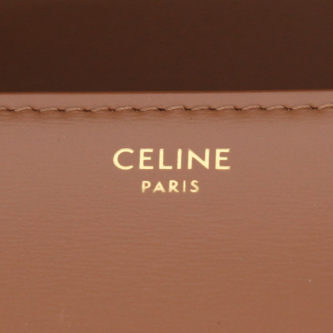 Sac bandoulière Celine  Triomphe Teen en cuir marron - Detail D2