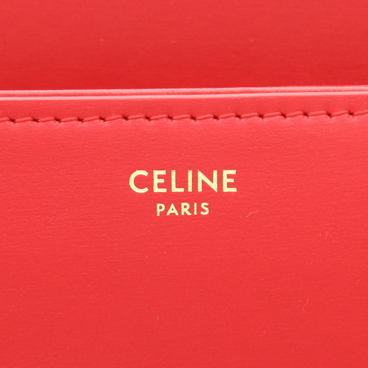 Borsa a tracolla Celine  Triomphe modello medio  in pelle rossa - Detail D2