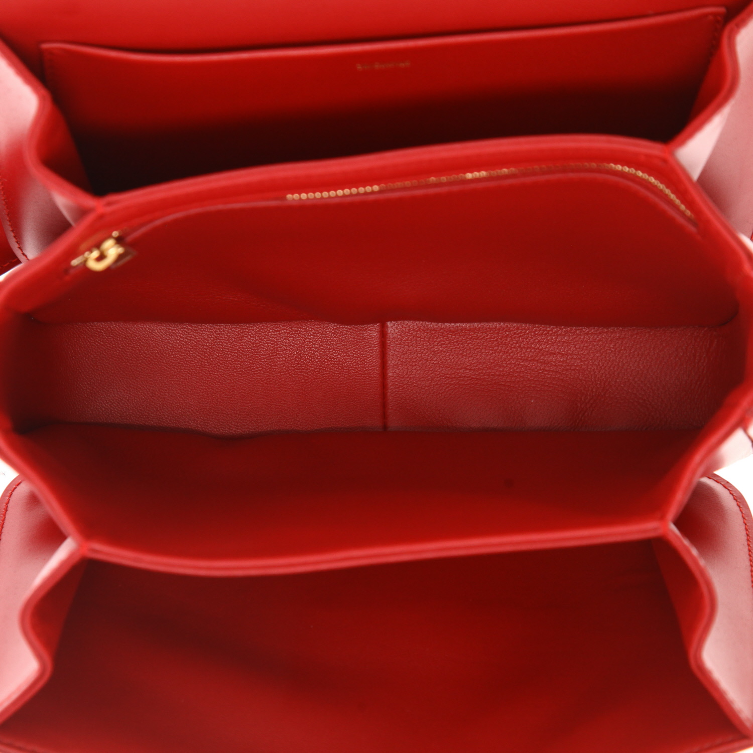 Sac bandoulière Celine  Triomphe moyen modèle  en cuir rouge - Detail D3