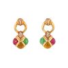 Vintage  earrings in yellow gold, glass and diamonds - 00pp thumbnail