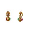 Vintage  earrings in yellow gold, glass and diamonds - 360 thumbnail