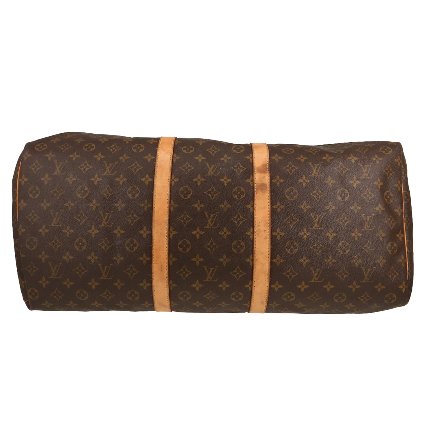 Louis Vuitton  Keepall 60 travel bag  in brown monogram canvas  and natural leather - Detail D4
