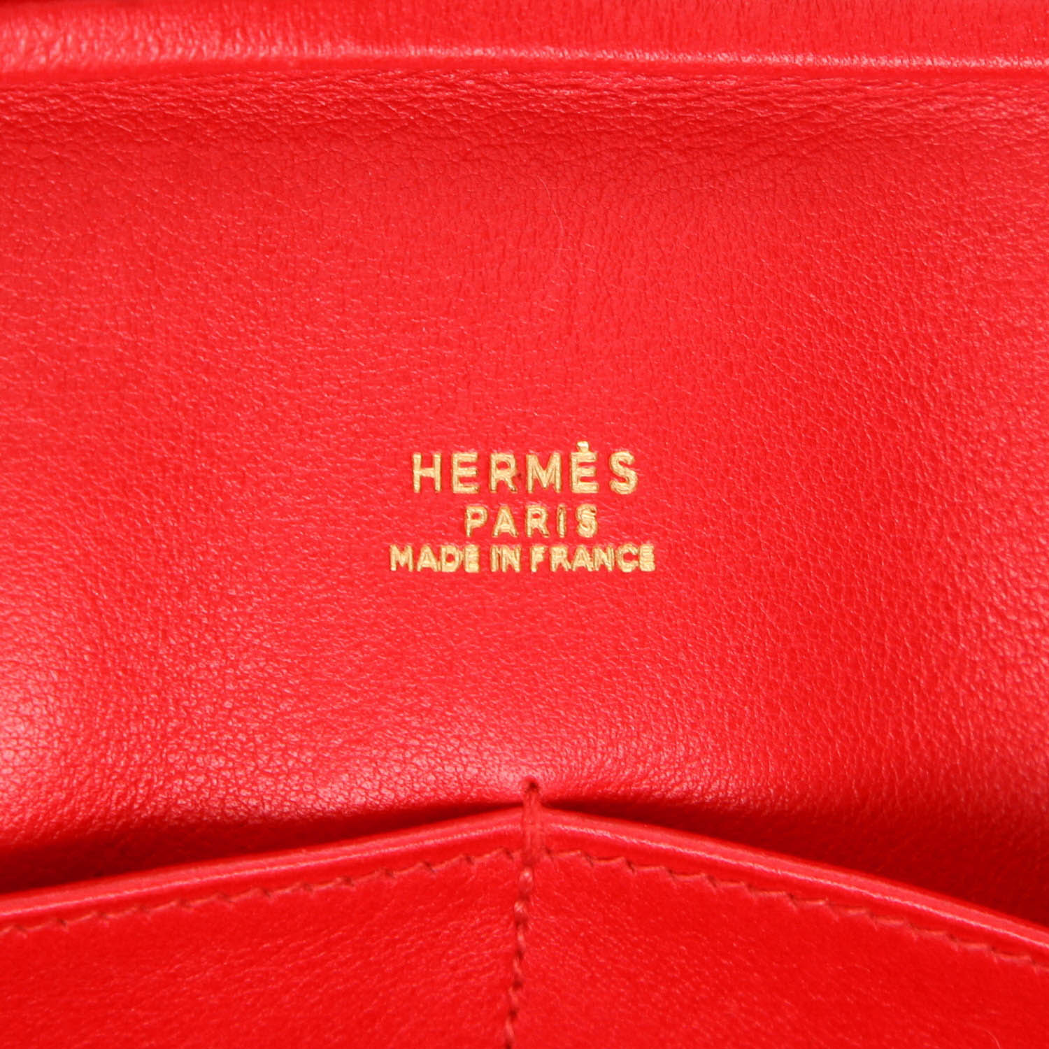 Sac à main Hermès  Plume en cuir Swift rouge - Detail D2
