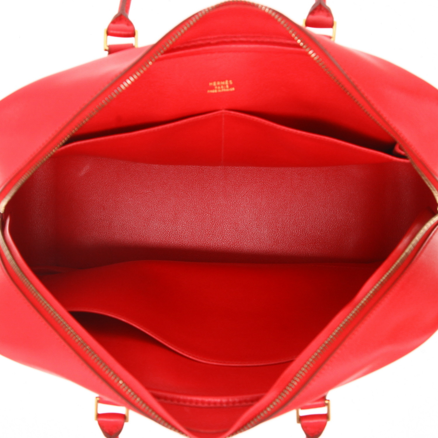 Sac à main Hermès  Plume en cuir Swift rouge - Detail D3