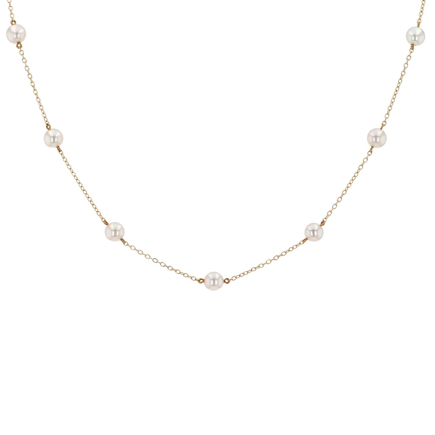 Collier Pendentif Mikimoto En Or Jaune 14K Avec Perle - Longueur 17,3 Pouces - Occasion Bon état