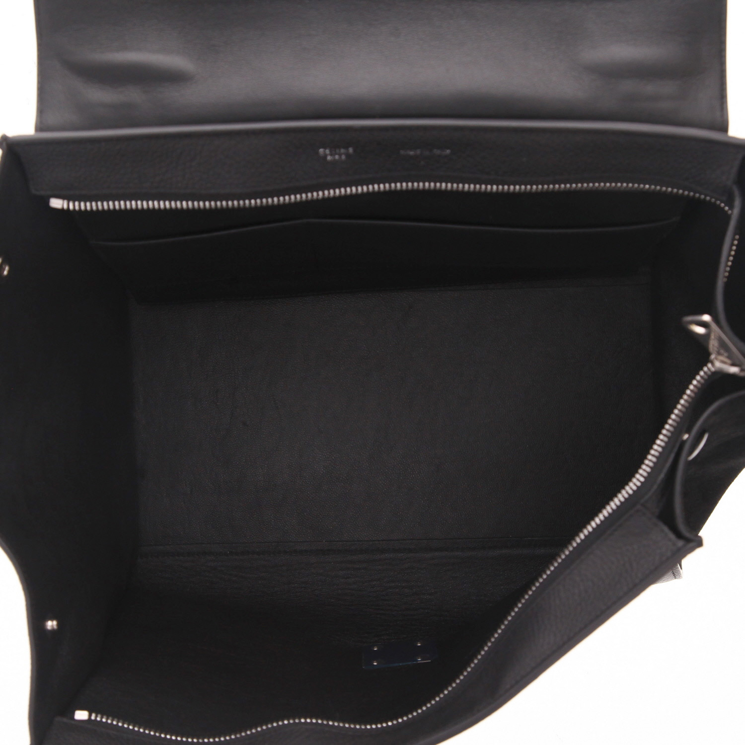 Sac à main Celine  Trapeze en cuir noir et daim noir - Detail D3