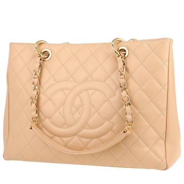 Bolso para llevar al hombro o en la mano Chanel  Shopping GST en cuero granulado acolchado beige