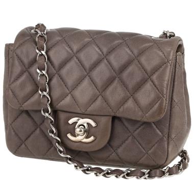 Bolso de mano Chanel  Mini Carré en cuero acolchado gris