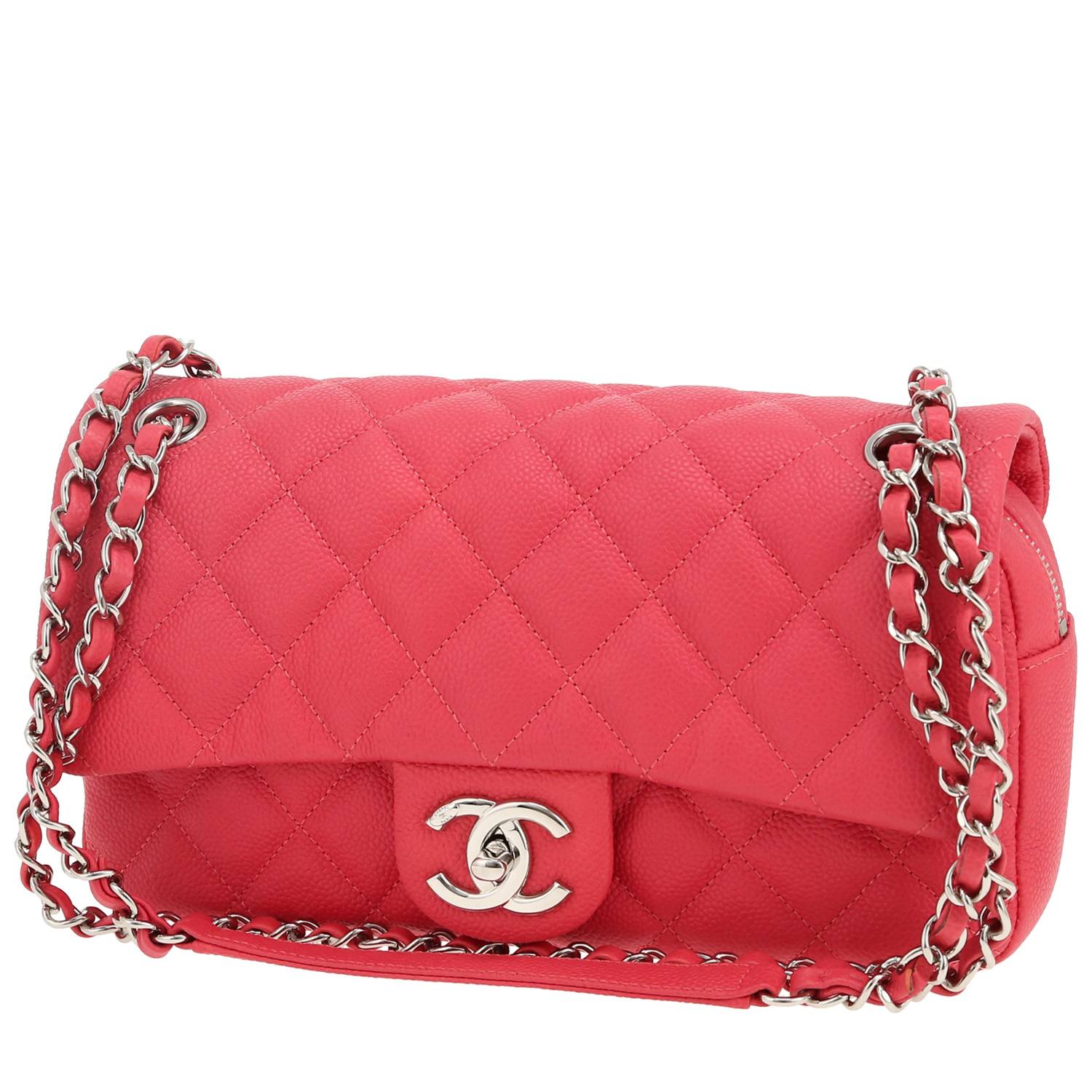 Chanel Timeless handbag in pink quilted grained leather