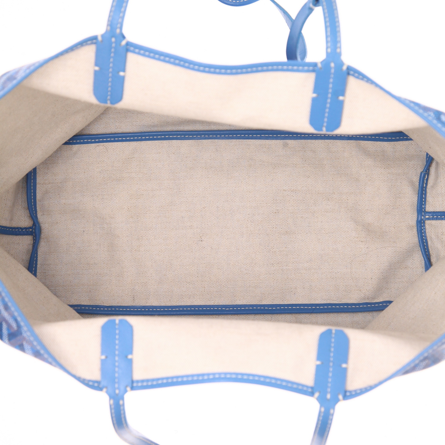 Sac cabas Goyard  Saint-Louis en toile Goyardine bleue et cuir bleu - Detail D3