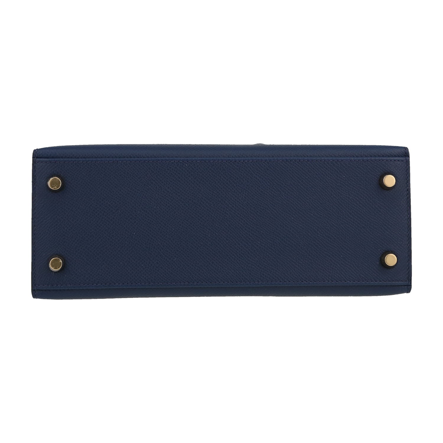 Bolso de mano Hermès  Kelly 25 cm en cuero epsom azul marino - Detail D1