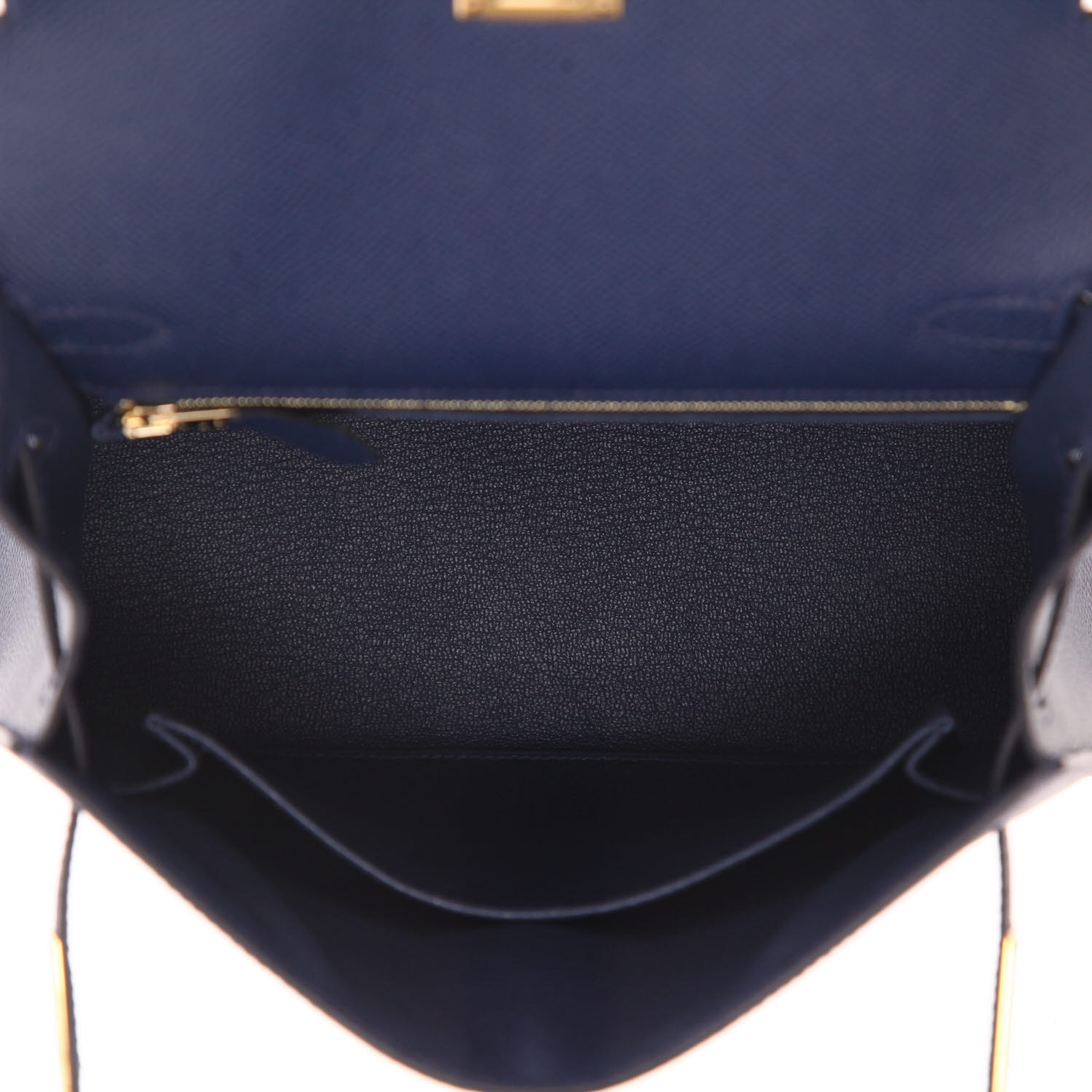 Sac à main Hermès  Kelly 25 cm en cuir epsom bleu-marine - Detail D3