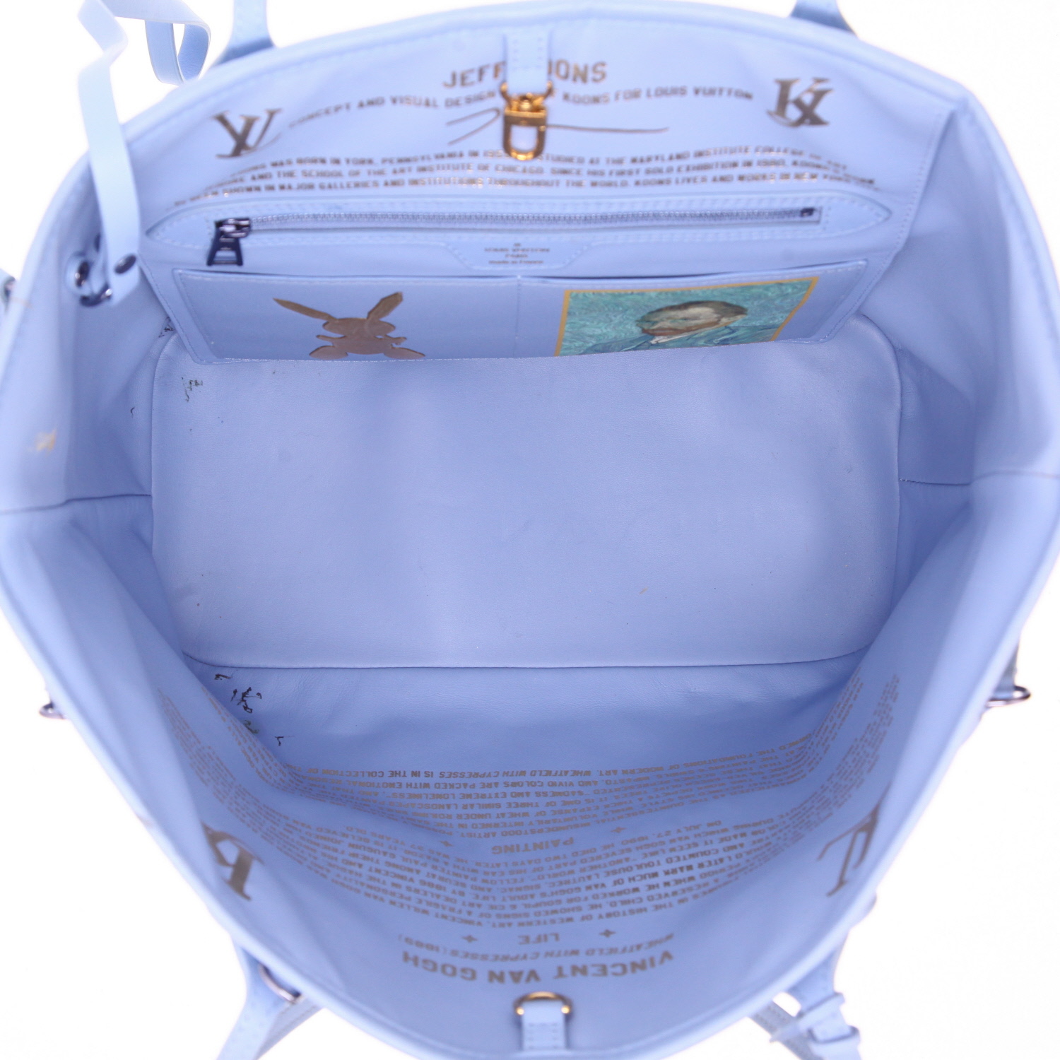 Louis Vuitton  Neverfull Editions Limitées medium model  shopping bag  in blue leather - Detail D3