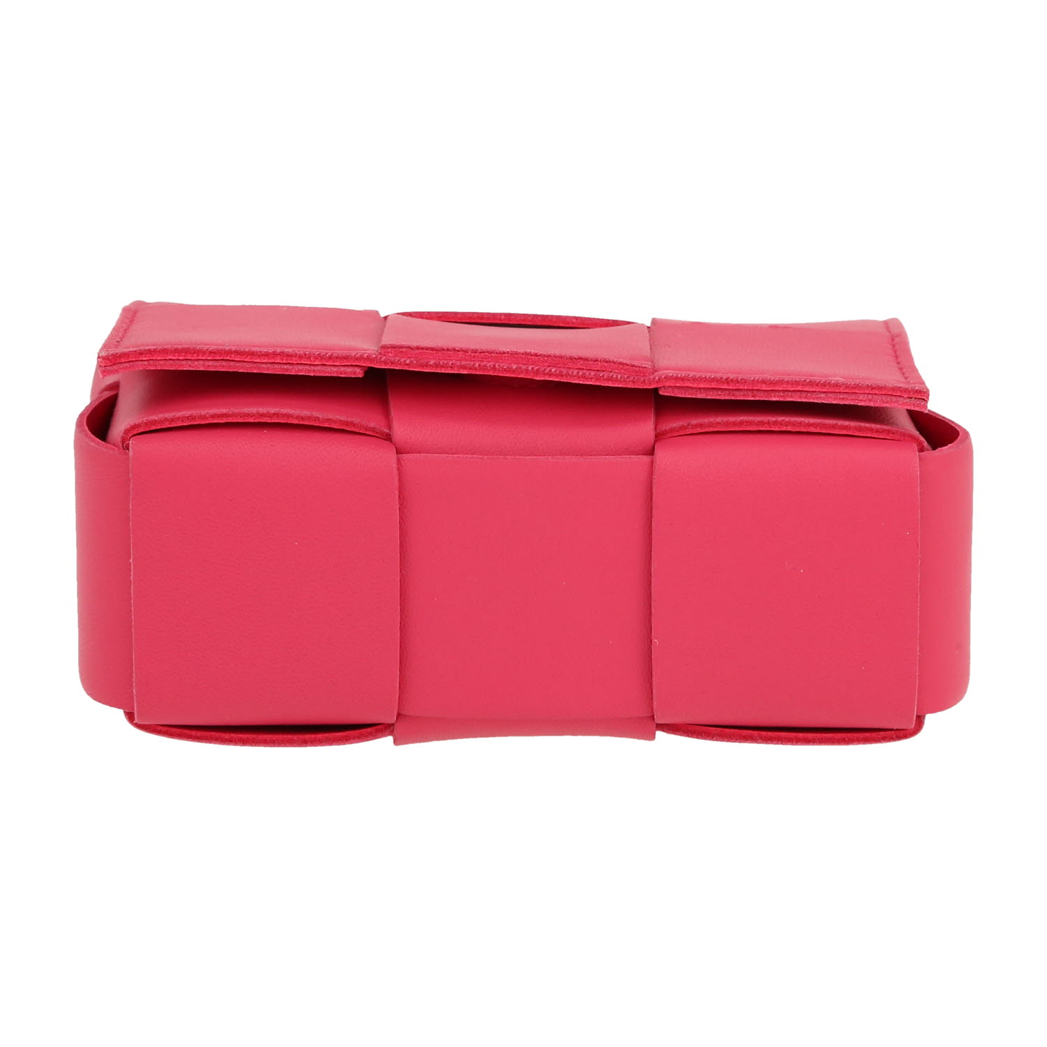 Borsa a tracolla Bottega Veneta  Cassette mini  in pelle intrecciata rosa - Detail D1