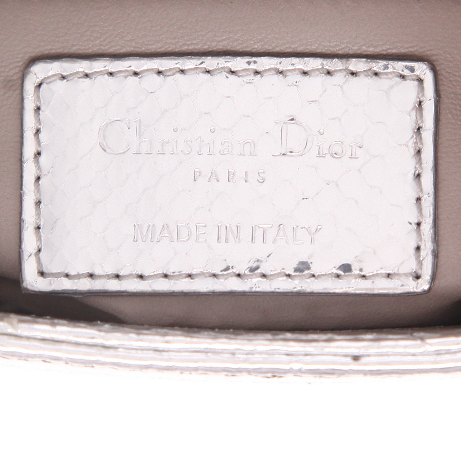 Borsa Dior  Mini Lady Dior in pitone argentato - Detail D2