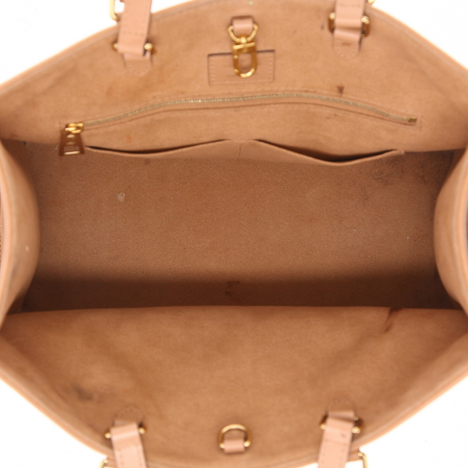 Shopping bag Louis Vuitton  Onthego modello medio  in pelle monogram con stampa bicolore beige e rosa - Detail D3