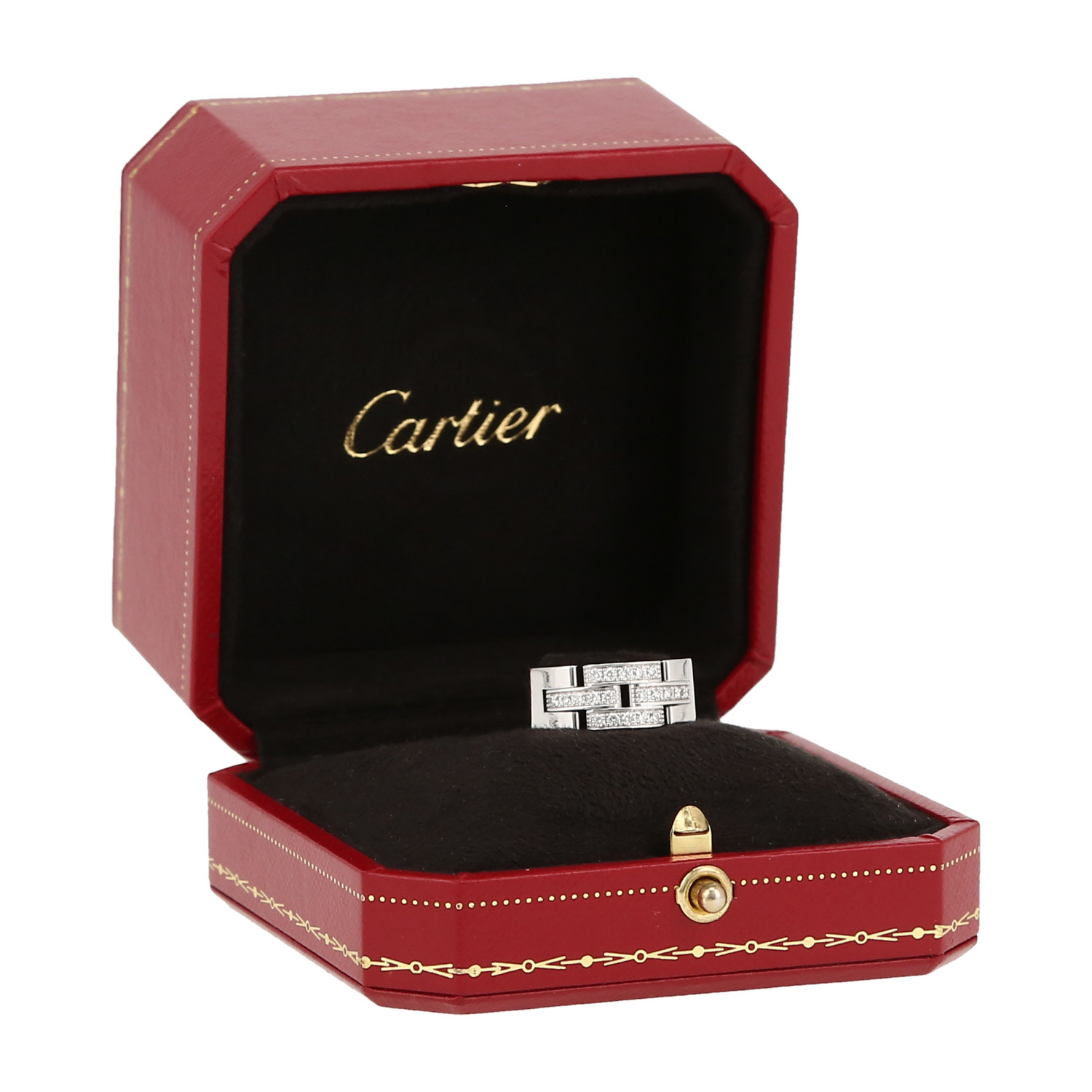 Sortija Cartier Maillon Panthère de oro blanco y diamantes - Detail D2