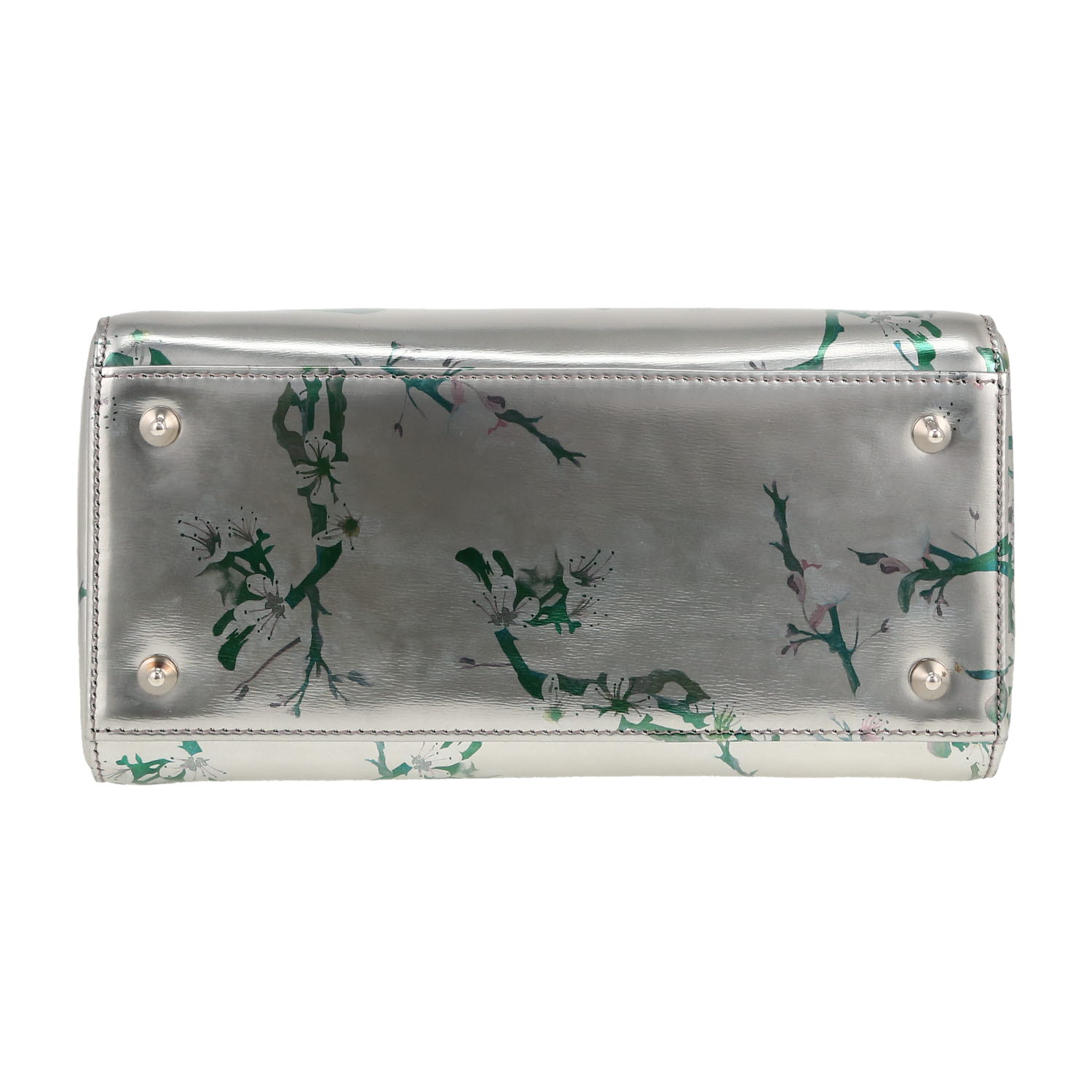 Sac à main Dior  Lady Dior en cuir argenté - Detail D1