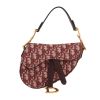 Bolso de mano Dior  Saddle mini  en lona Monogram Oblique color burdeos y cuero color burdeos - 360 thumbnail