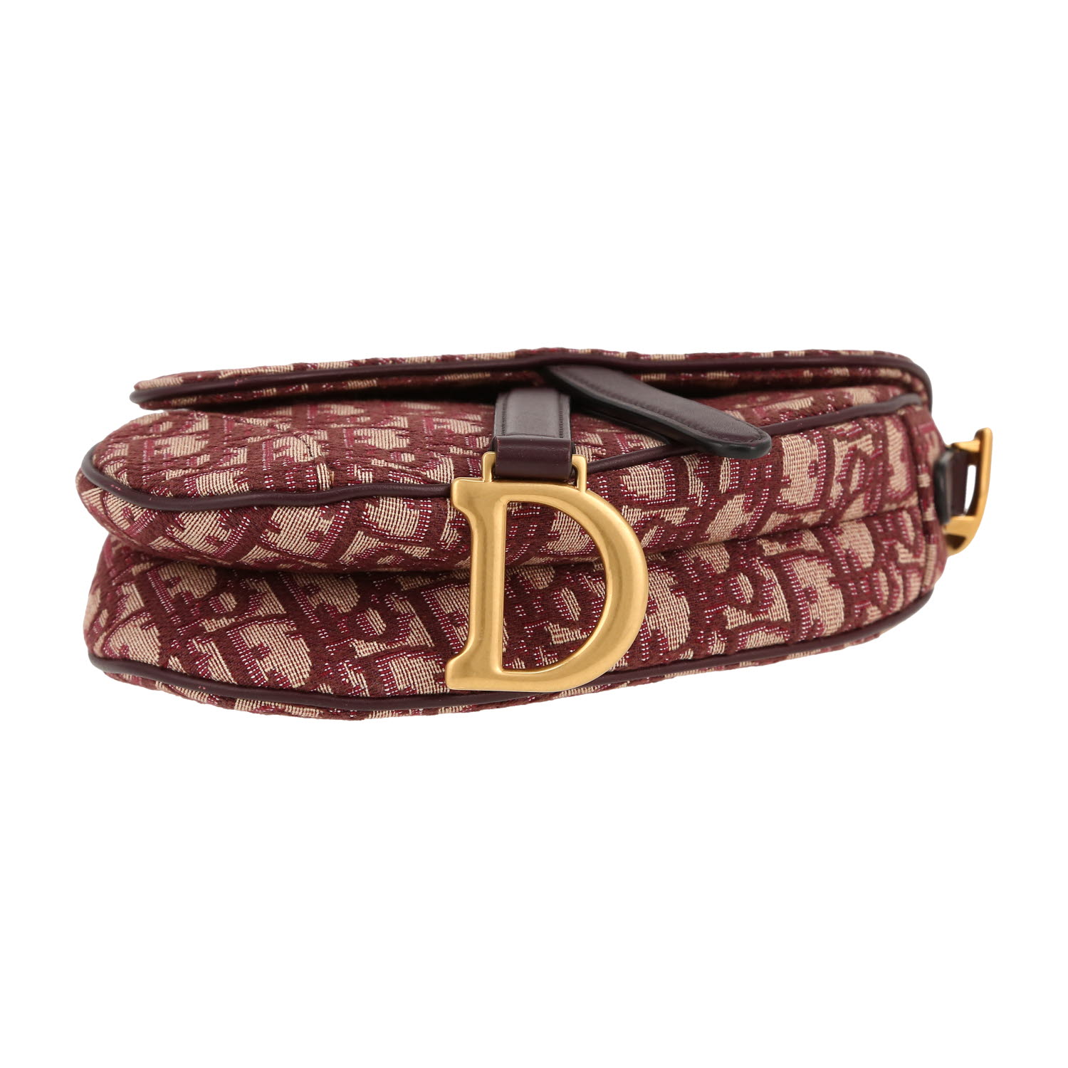 Borsa Dior  Saddle mini  in tessuto a monogramma Oblique bordeaux e pelle bordeaux - Detail D1