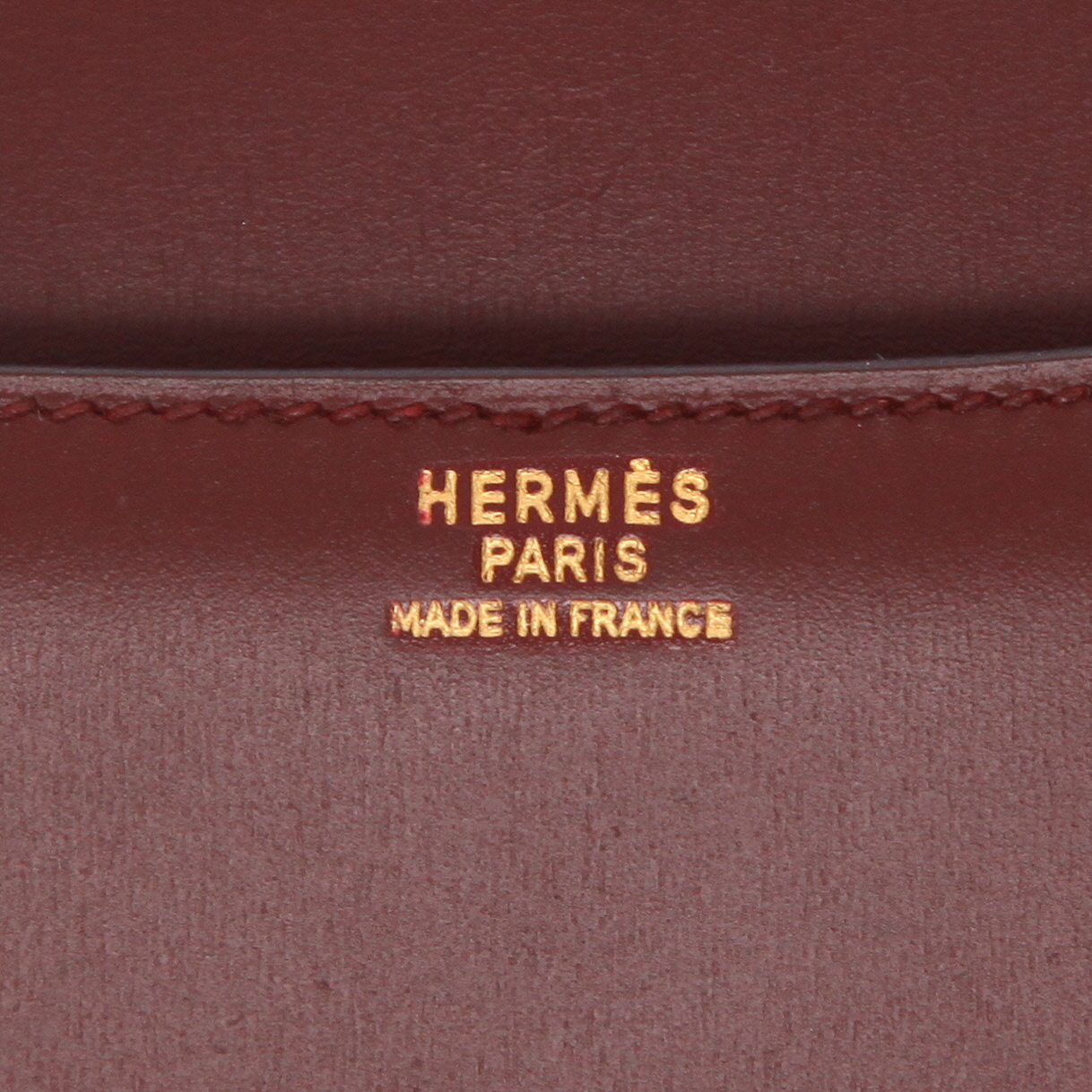 Sac à main Hermès  Constance en cuir box bordeaux - Detail D2