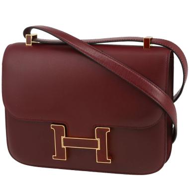 Sac à main Hermès  Constance en cuir box bordeaux