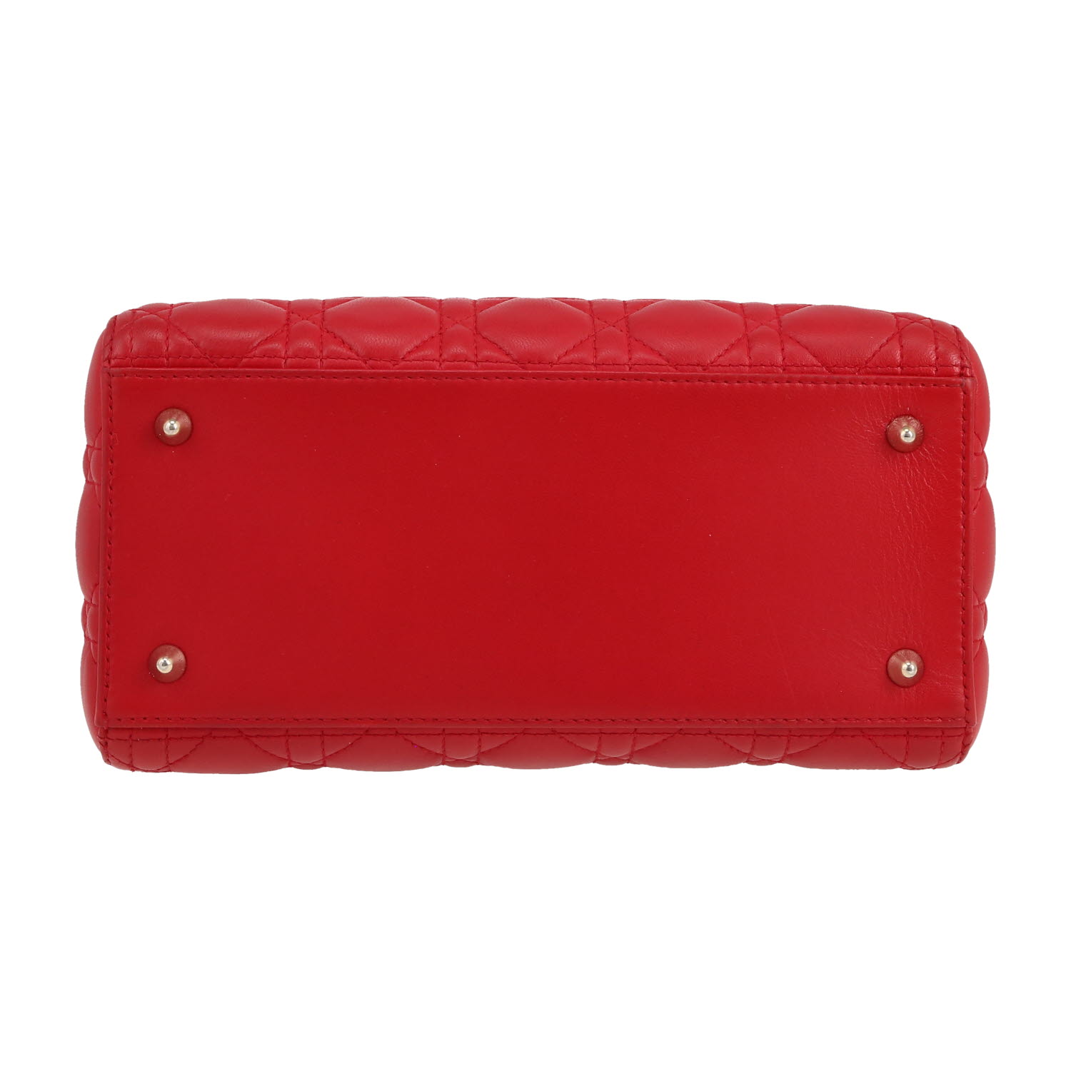 Sac à main Dior  Lady Dior moyen modèle  en cuir cannage rouge - Detail D1