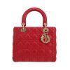 Sac à main Dior  Lady Dior moyen modèle  en cuir cannage rouge - 360 thumbnail