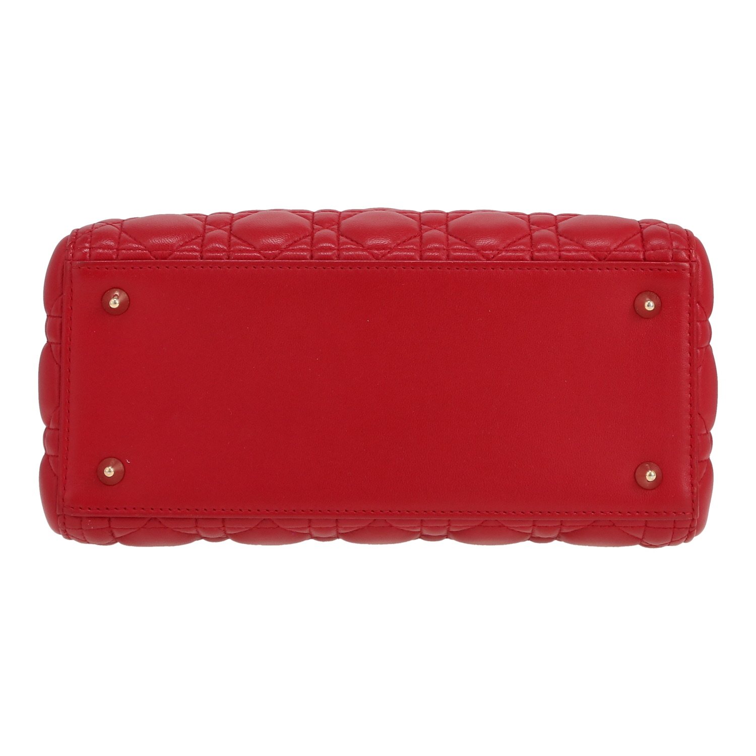 Bolso de mano Dior  Lady Dior modelo mediano  en cuero cannage rojo - Detail D1